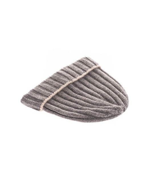 Brunello Cucinelli Brown Turn-Up Brim Ribbed Beanie for men