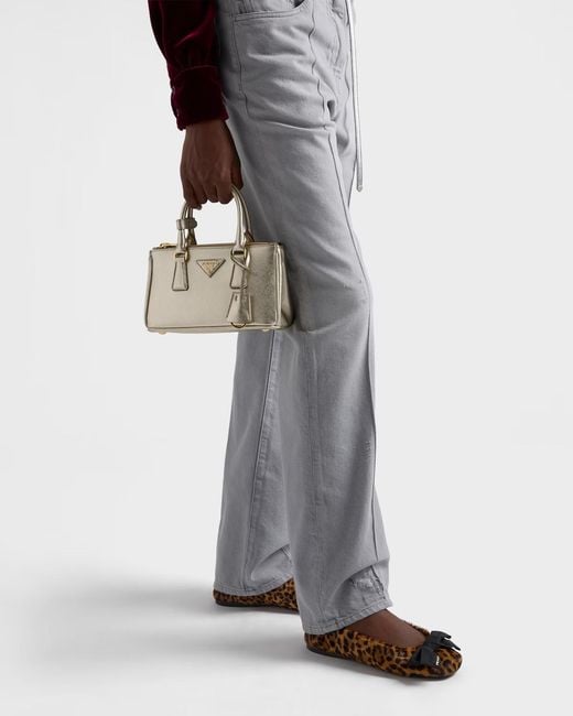 Prada Brown Printed Leather Ballerinas With Bow