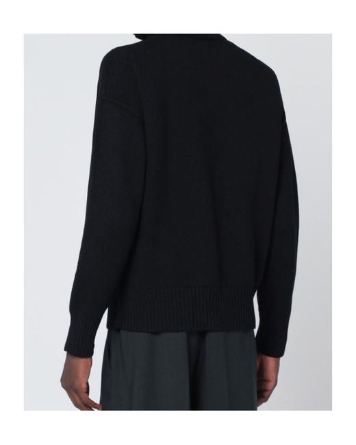 AMI Black Ami De Coeur Funnel Neck Sweater for men