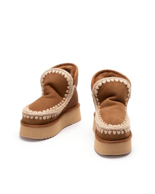 Mou Brown Mini Eskimo Platform Boots