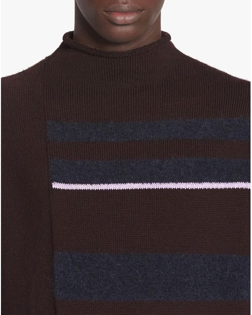Lanvin Black Striped Mock-Neck Knitted Jumper for men