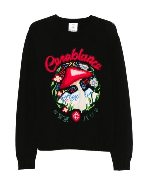 Casablanca Black Round-Neck Knitwear for men