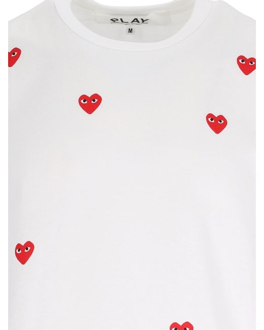 COMME DES GARÇONS PLAY White Comme Des Garçons Play Heart Printed Crewneck T-Shirt for men