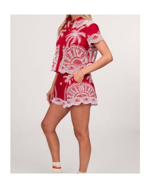 Farm Rio Red Patterned Shorts