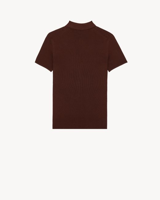 Saint Laurent Brown Button Detailed Short-Sleeved Polo Shirt for men