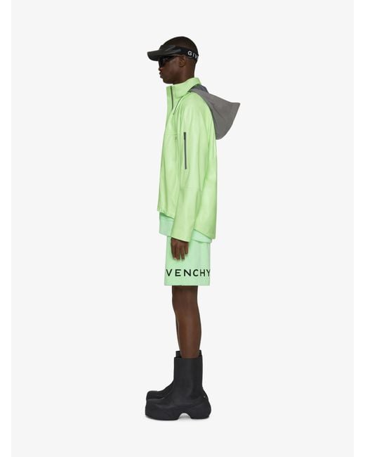 Givenchy Green Leather Windbreaker Jacket for men