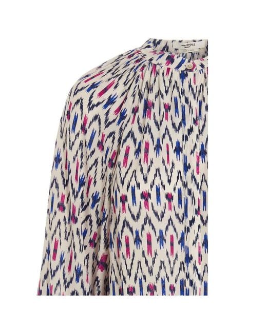 Isabel Marant White Geometric Long-Sleeve Blouse