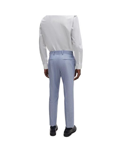 Boss Blue Logo-Print Suit Trousers for men