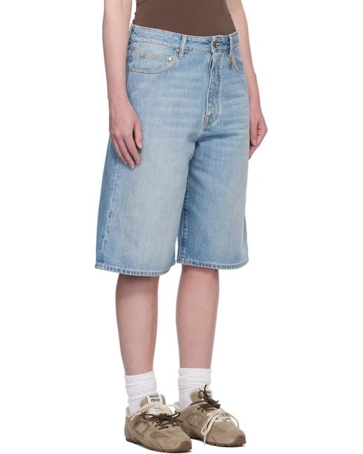 Amiri Blue Faded Denim Shorts