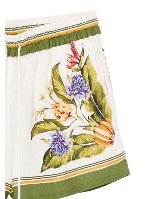 Farm Rio Yellow Tropical Scarf Printed Shorts