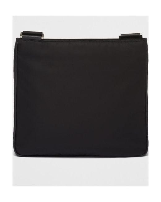 Prada Black Logo Plaque Zipped Messenger Bag for men