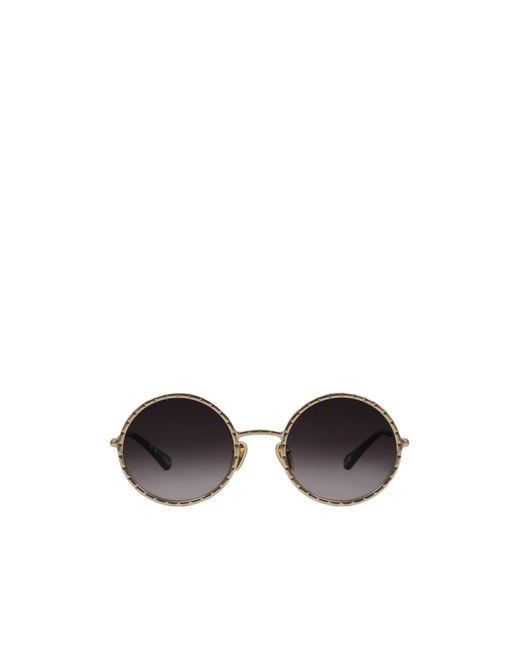 Chloé Metallic Two-Tone Round Sunglasses