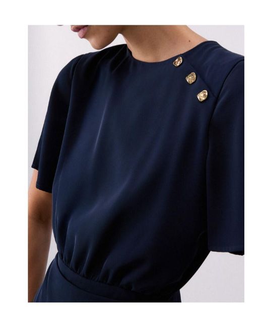 Liu Jo Blue Buttoned Asymmetric Short Dress