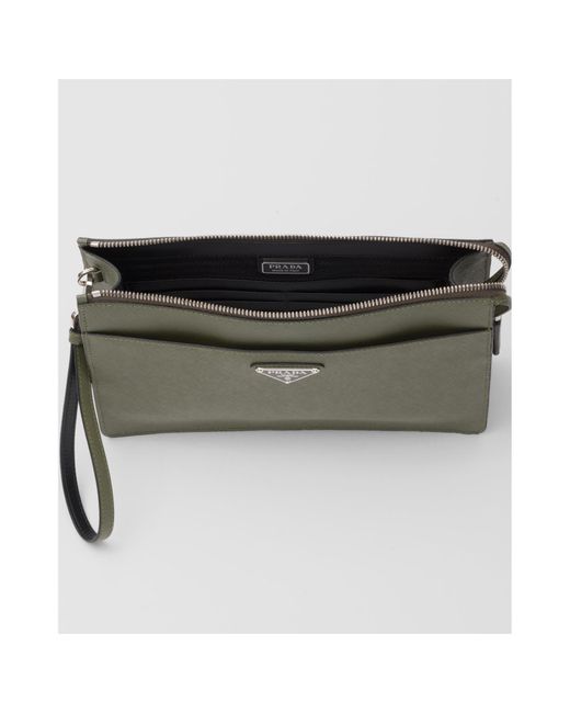 Prada Green Saffiano Leather Pouch for men