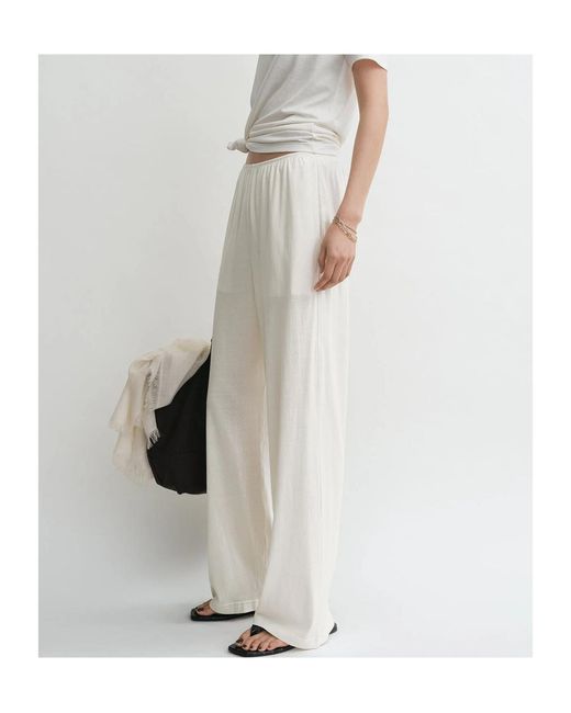 Totême White Totême Elasticated Waistband Wide Leg Pants