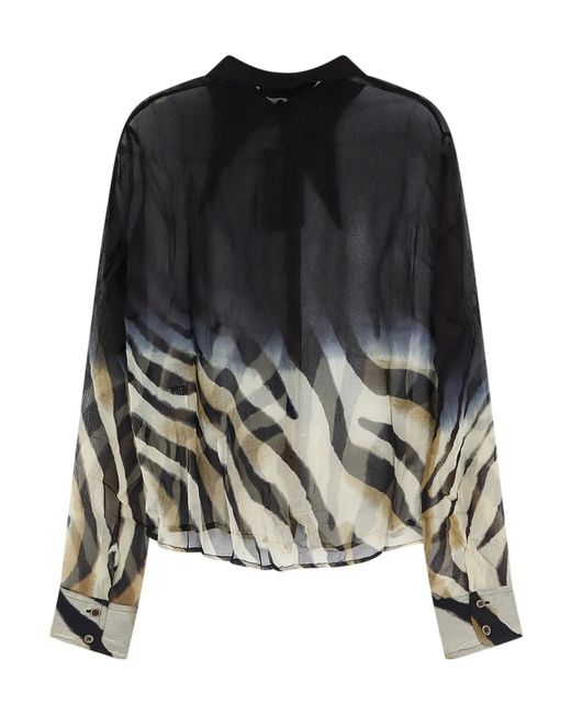 Mes Demoiselles Black Sheer Printed Button-Down Top