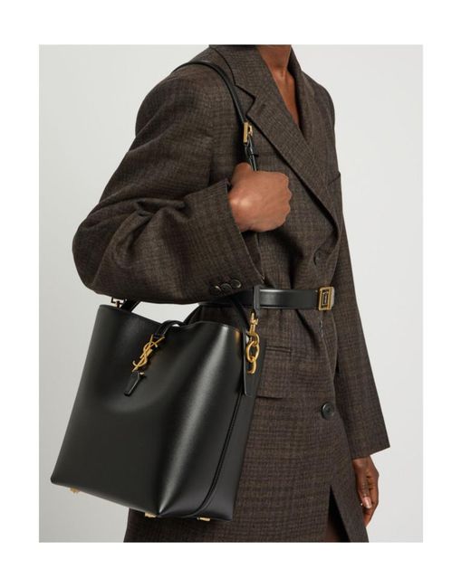Saint Laurent Black Le 37 Small Leather Bucket Bag