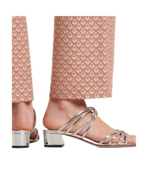 Aquazzura White Mirrored Leather Mules