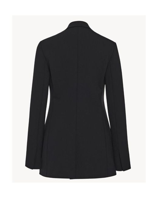 The Row Black Patch-Pocket Long Blazer
