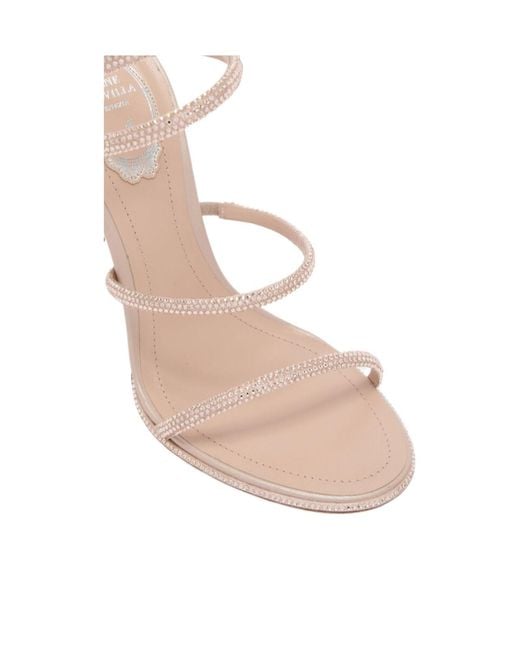 Rene Caovilla White Cleo Crystal-Embellished Sandals