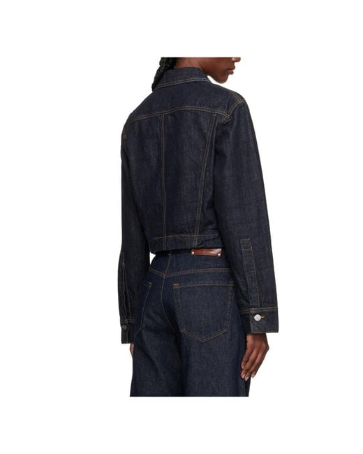 Victoria Beckham Black Button-Fastening Denim Jacket
