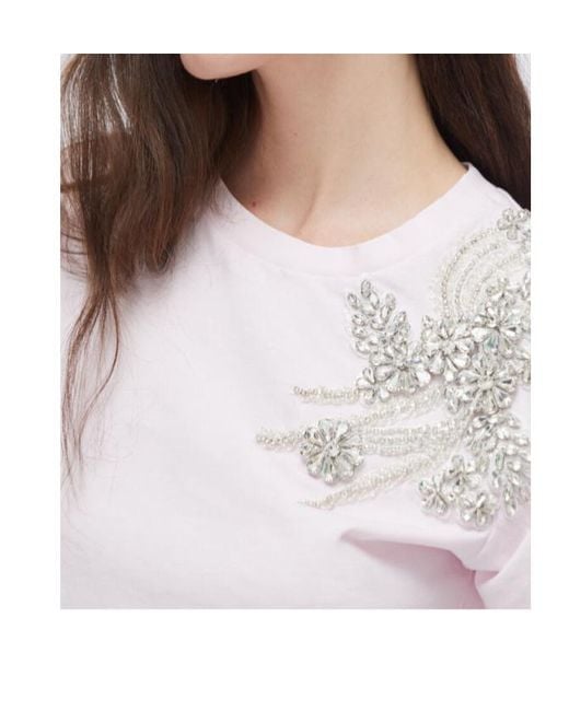 Liu Jo Pink Embellished Crewnewck T-Shirt