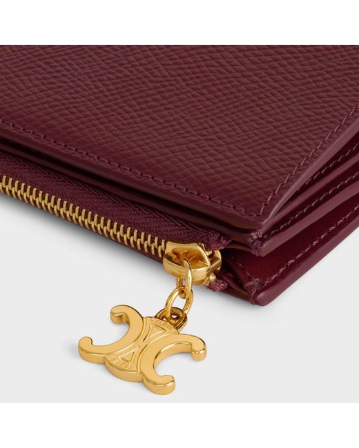 Céline Red Compact Wallet Triomphe Charms