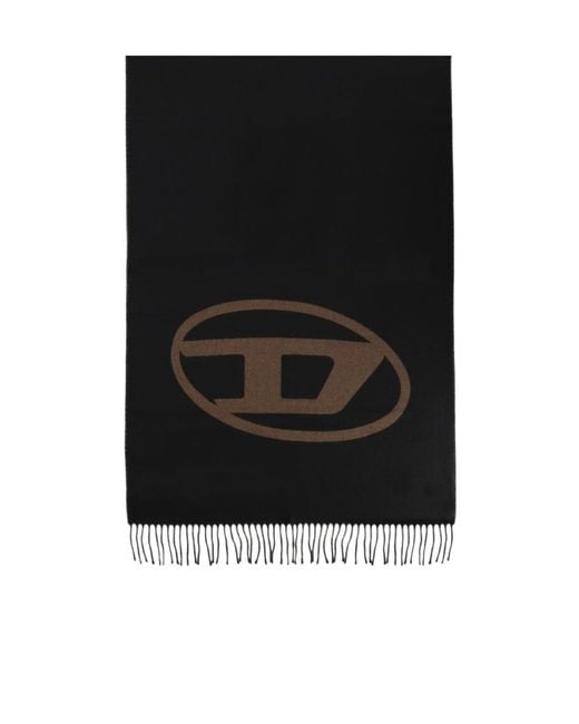 DIESEL Black Fringed Scarf for men
