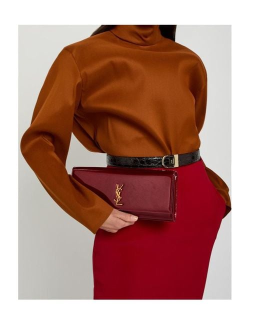 Saint Laurent Red Kate Logo Patent Leather Clutch