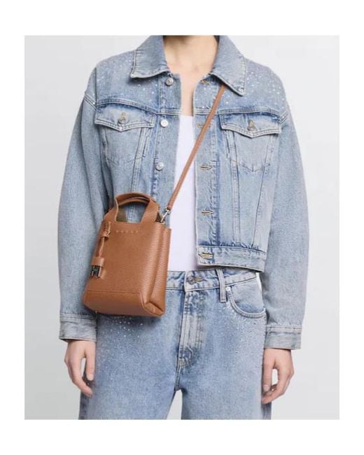 Hogan Brown Grained Mini Shoulder Bag