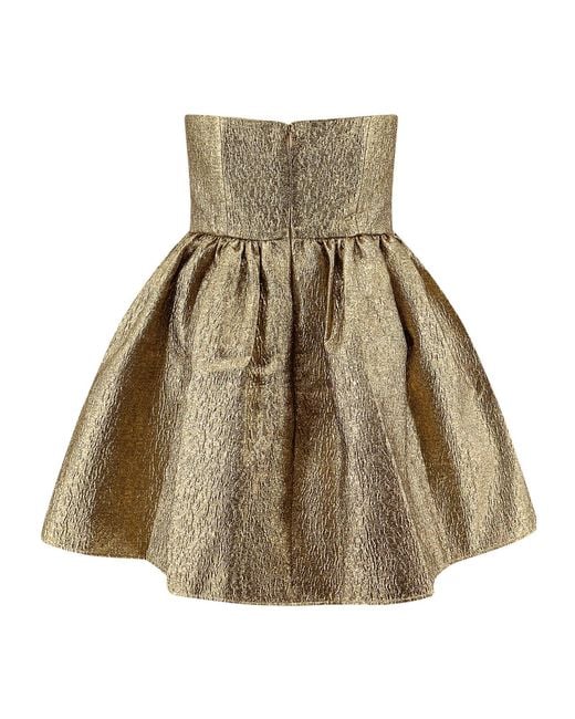 Self-Portrait Natural Metallic Jacquard Mini Dress