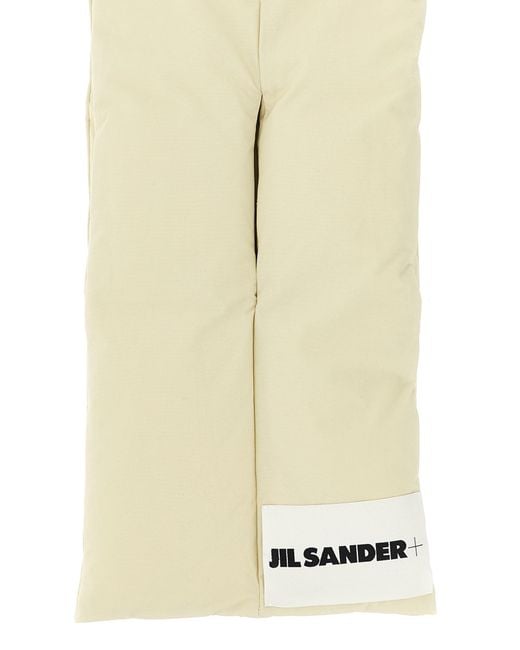 Jil Sander White Logo-Patch Down Scarf for men