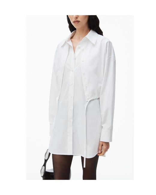 T By Alexander Wang White Layered Mini Shirtdress
