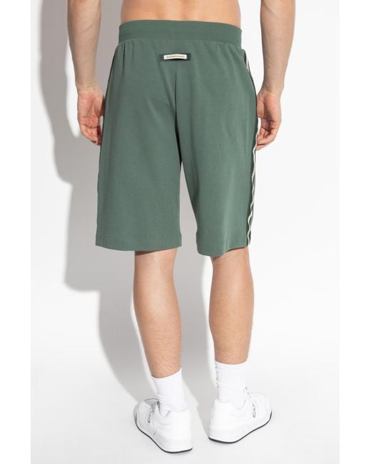 EA7 Green Logo Detailed Track Shorts for men