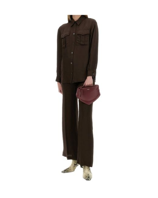 Aspesi Brown Elasticated Waistband Straight Trousers
