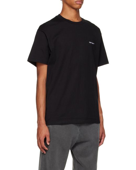 Carhartt Black Script Logo Embroidered T-Shirt for men