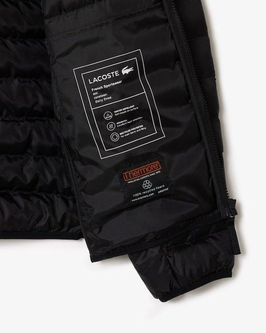 Lacoste Black Water-Repellent Padded Jacket for men