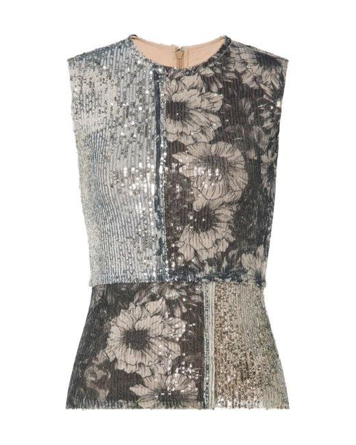 Maison Margiela Gray Sequined Sleeveless Top