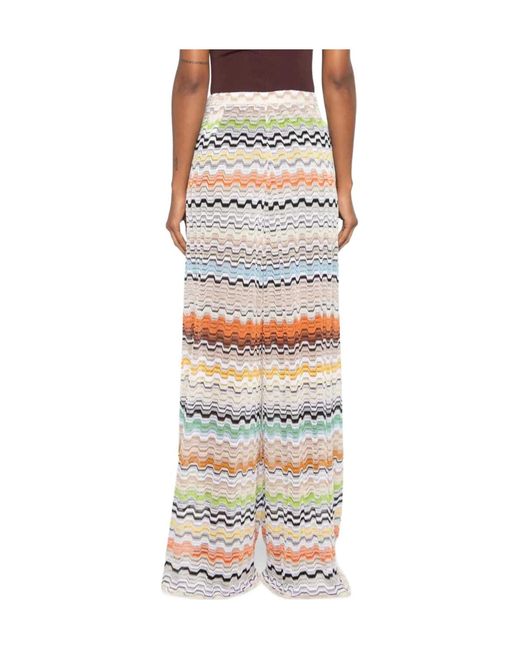 Missoni White Zigzag-Knit Palazzo Pants