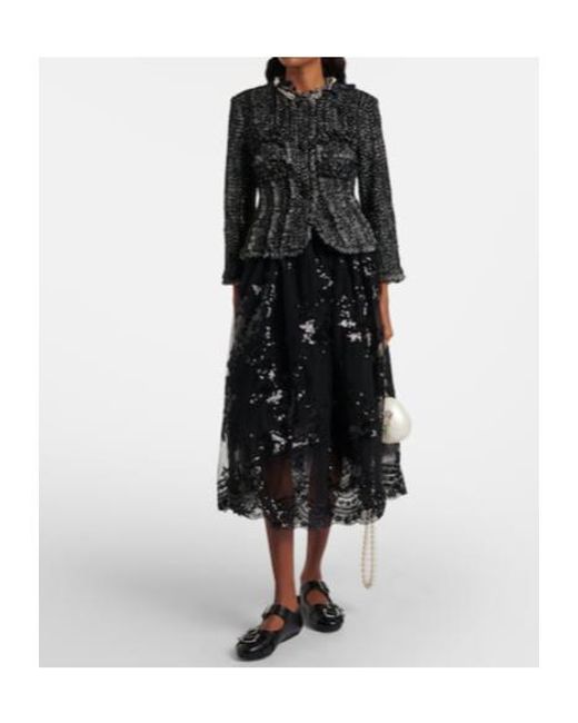 Simone Rocha Black Sequined Midi Skirt