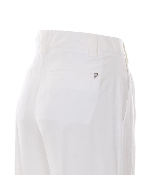Dondup White Tailored Wide-Leg Pants