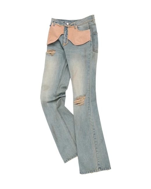 ANDERSSON BELL Gray Deconstructed Dirty Wash Bootcut Jeans