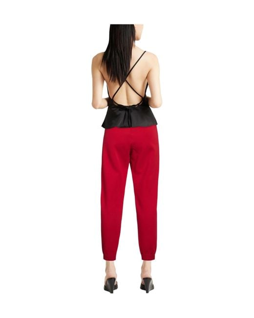 Max Mara Red Simple Solid-Color Sweatpants