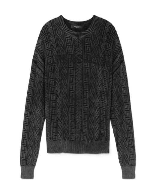 Versace Black Logo Embroidered Knitted Jumper for men
