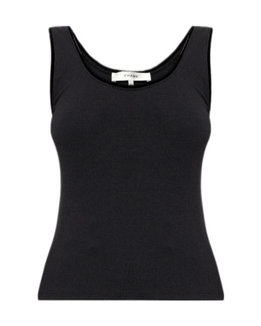 FRAME Black The Velvet Trim Tank Top