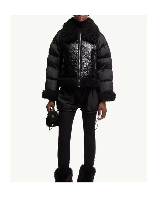 Moncler Black Rubrouk Teddy-Trimmed Short Down Jacket