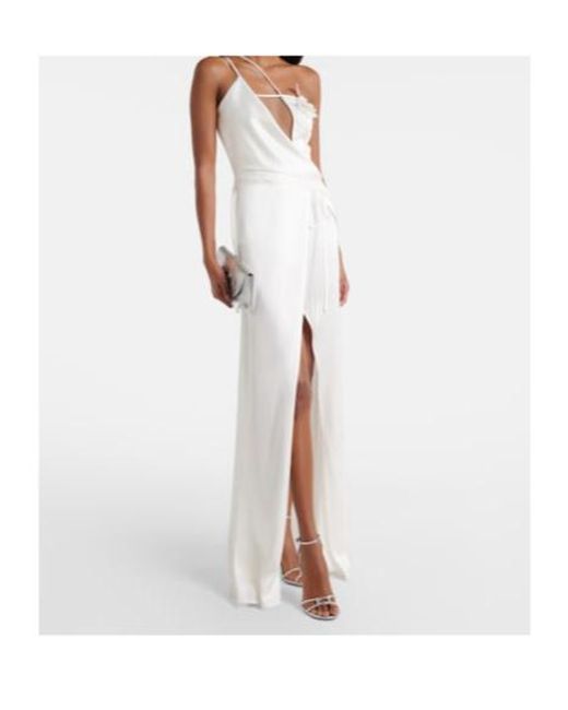 David Koma White Floral-Appliqué Gown