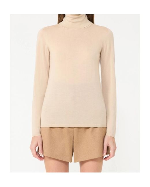 Max Mara Natural Wool Knit Turtleneck Jumper