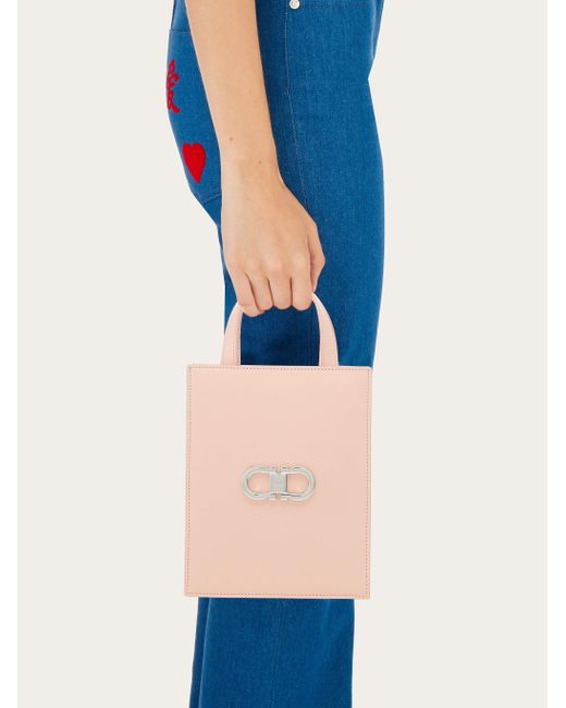 Ferragamo Pink Gancini-Plaque Mini Tote Bag