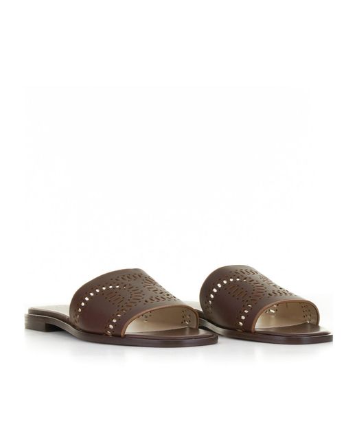 Tod's Brown Laser-Cut Open-Toe Sandals
